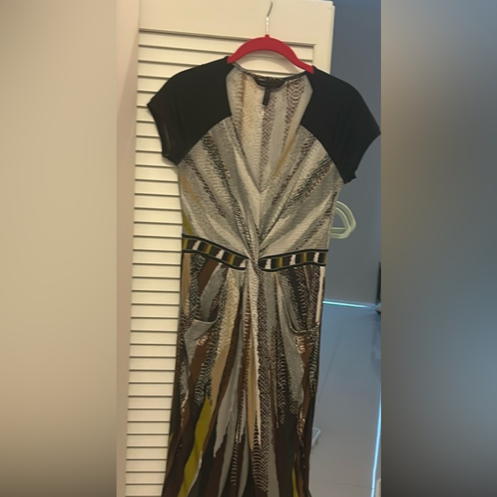 BCBG Max Azria "Ariana" Snakeskin Striped Twisted Dress w/ Cap Sleeves, Size XS